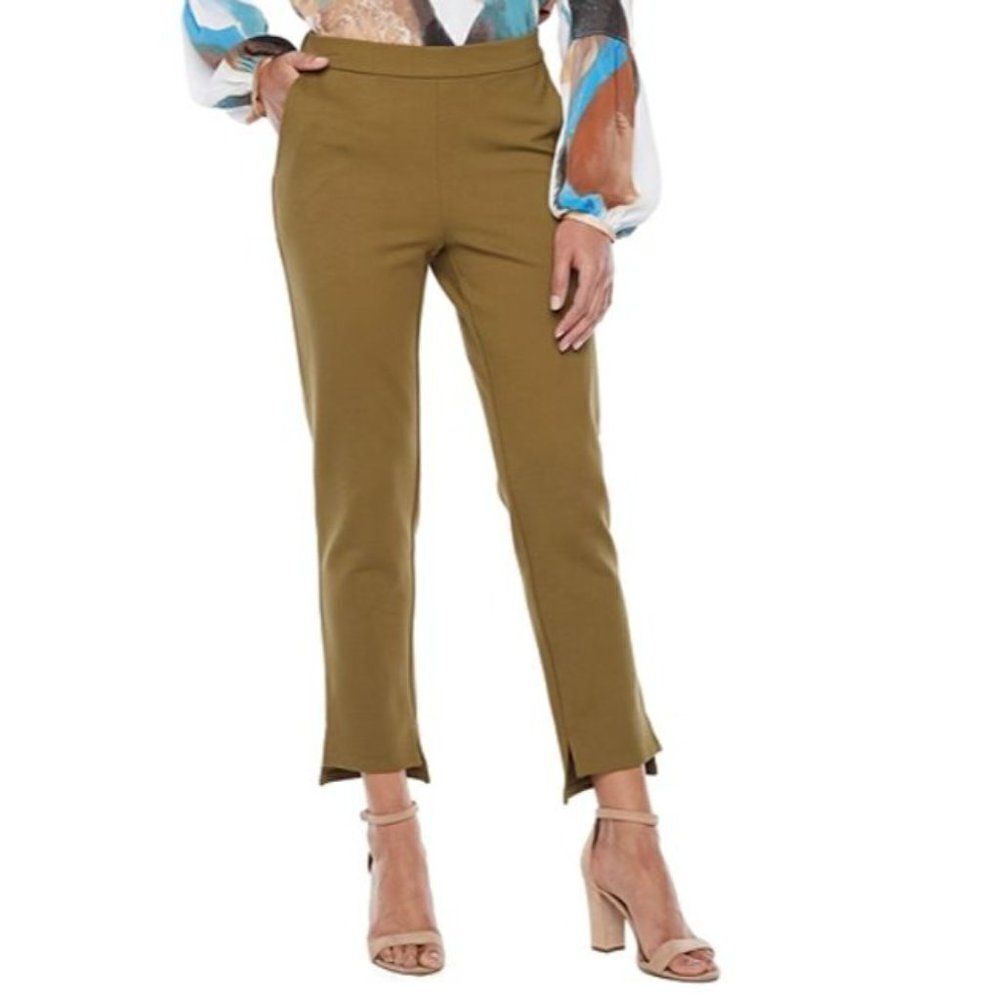 Worthington Womens Mid Rise Regular Fit Ankle Ponte Pant, S, Battalion Green